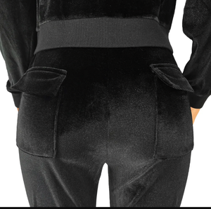 Velvet Hooded Two Piece Pants Sets